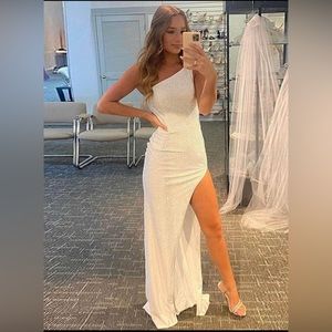White Sparkly One Shoulder Dress
